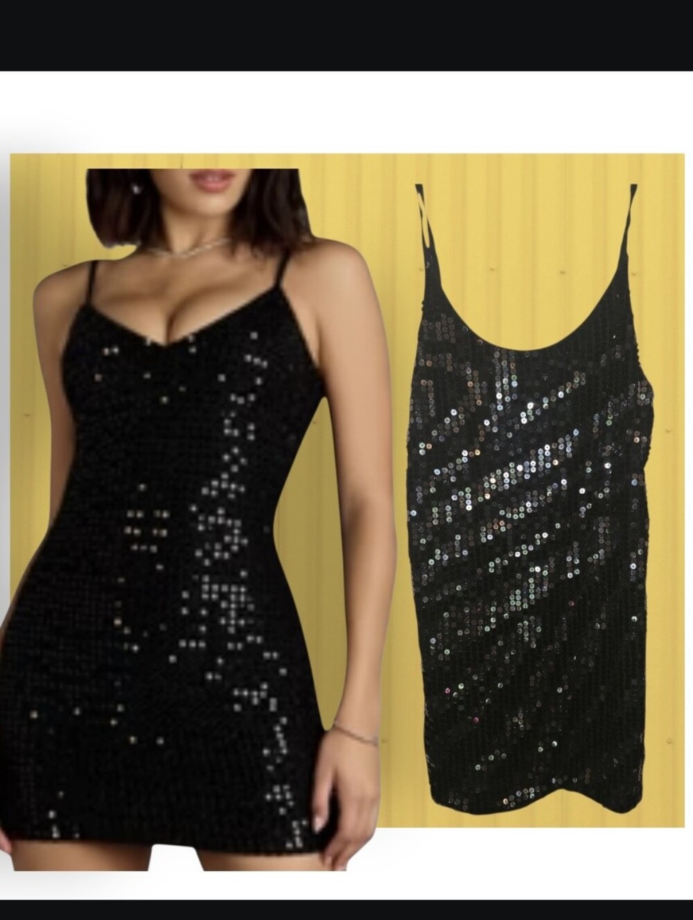 Love Culture Sequin Junior Mini Dress Spaghetti Straps Cocktail Party Size S